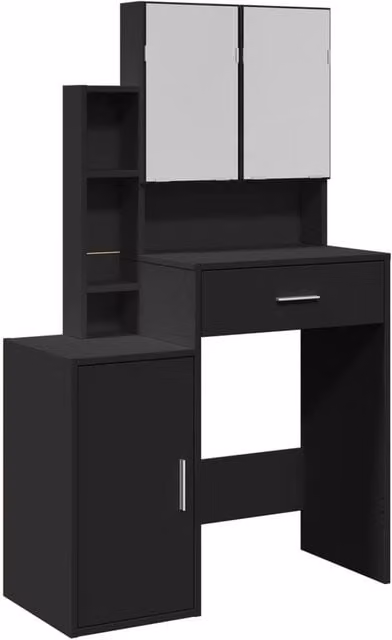 Berkfield Home Dressing Table with Cabinet in Black, W/D/H: 80 x 35 x 132 cm