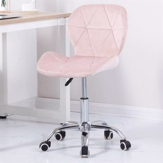 Charles Jacobs Pink Velvet Swivel Task Chair for Home Office, W/D/H: 47.5 x 55 x 110 cm