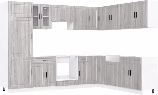 Berkfield Home 14 Piece Modern Kitchen Cabinet Set in Porto Grey Sonoma Engineered Wood