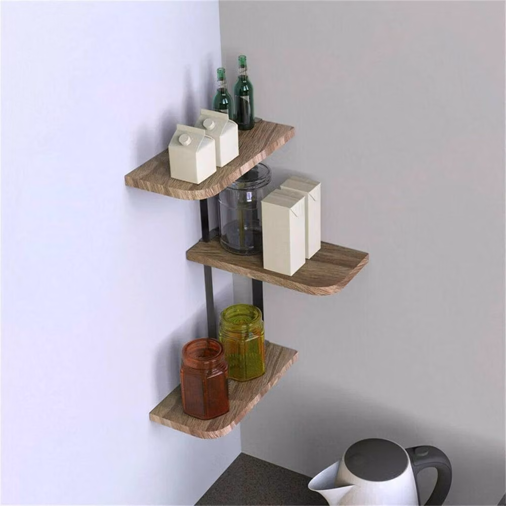 FORGEVIO Lucca 3 Tier Modern Floating Corner Shelf in Brown – 2