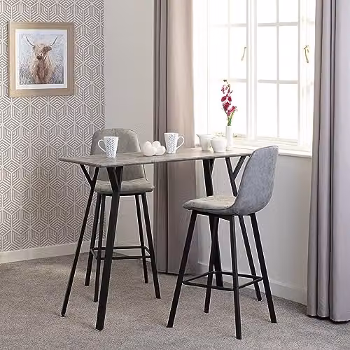 Seconique Quebec Industrial Bar Table and 2 Chair Set in Grey and Black Concrete Effect – 4