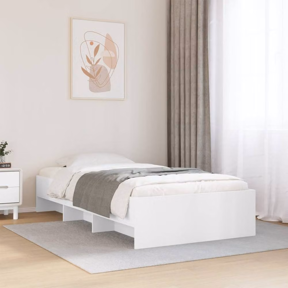 Berkfield Home Durable Engineered Wood Bed Frame in White, 90 x 200 cm – 2