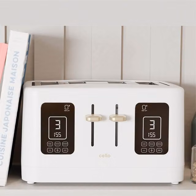 Cello Overture Range 4 Slice Toaster with Digital Display and Timer, White