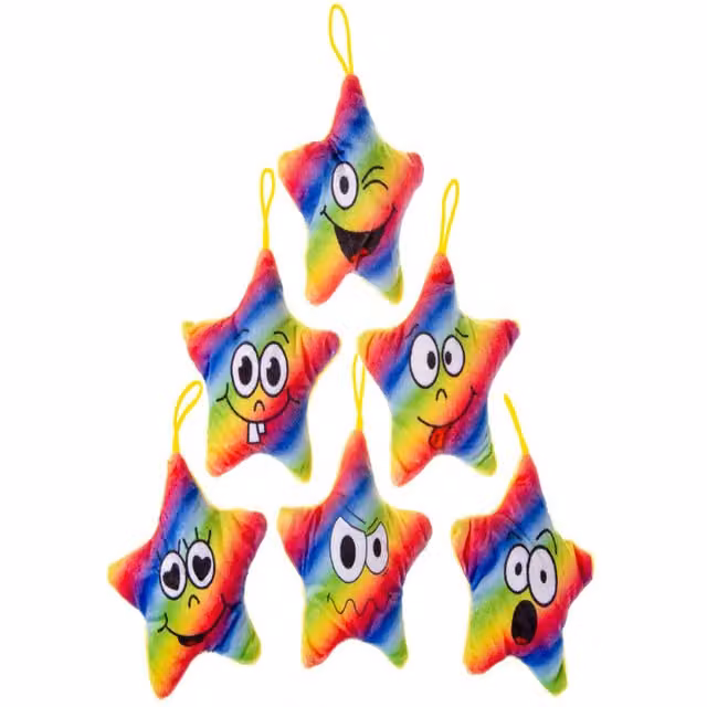 LG-Imports Single Plush Rainbow Star Pendant in White and Multicolour, 10 cm