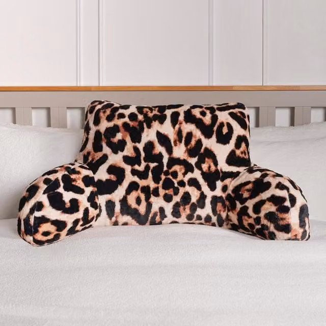 OHS Leopard Print Cuddle Cushion in Brown and Multicolour