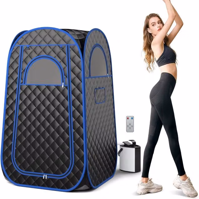 Gymax Portable Full Body Steam Sauna Tent with 3L Steam Generator in Black – 1