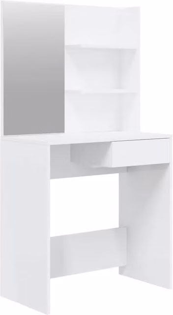 Berkfield Home Dressing Table with Mirror in High Gloss White, W: 74.5 cm, D: 40 cm, H: 141 cm