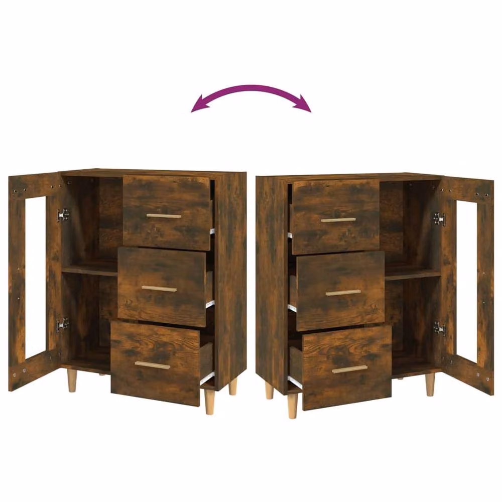 Berkfield Home Smoked Oak Sideboard in Brown, W/D/H: 69.5 x 34 x 90 cm – 4