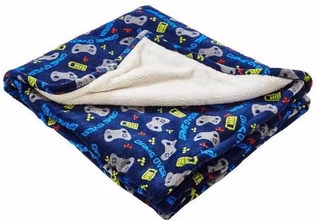 Just Essentials Reversible Blue Geometric Fleece Blanket Throw – 5