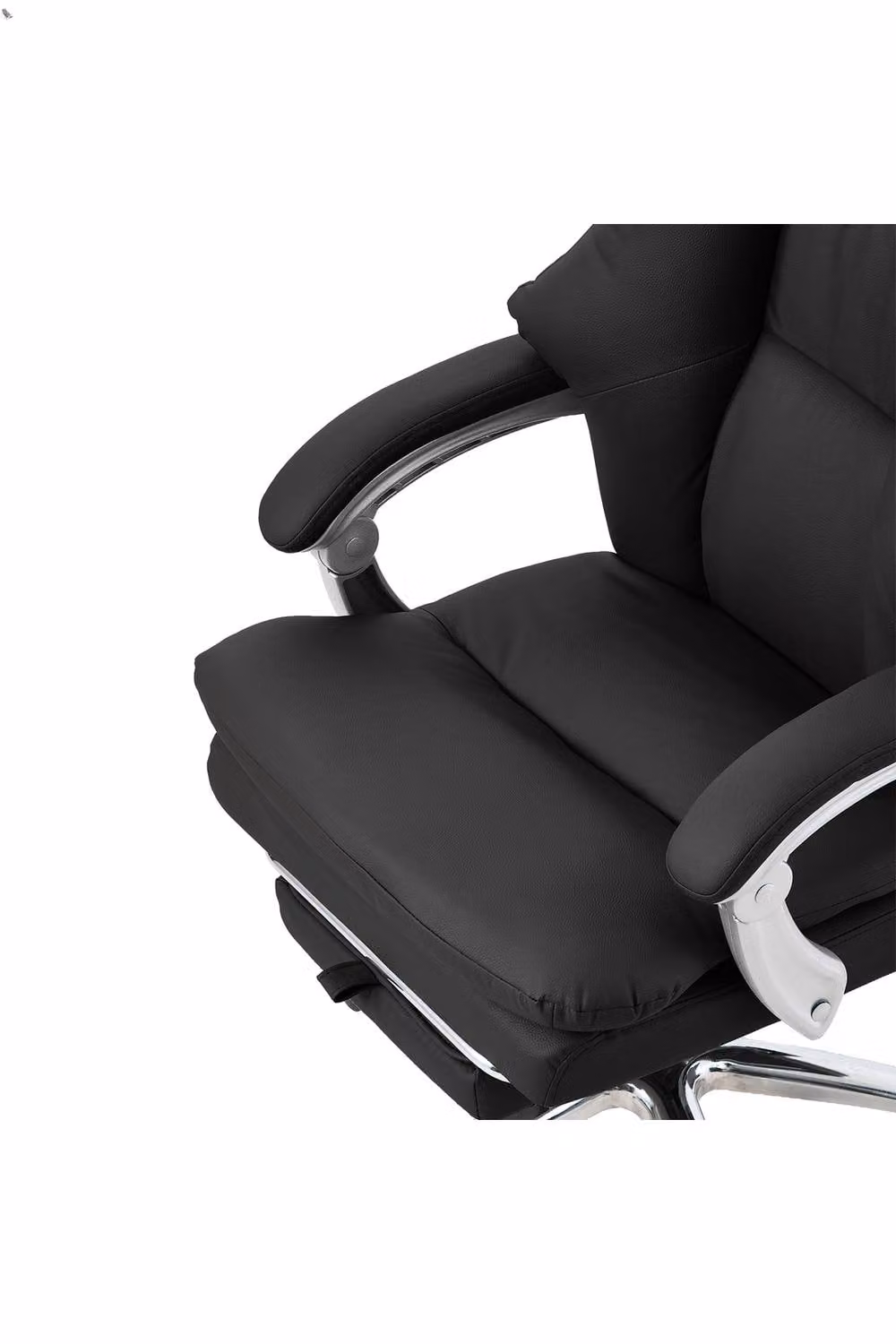 Living and Home Ergonomic Reclining Office Chair with Footrest and Adjustable Headrest in Black Synthetic Leather – 5