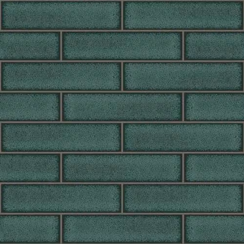Holden Decor Emerald Green Celadon Gloss Tile Geometric Wallpaper