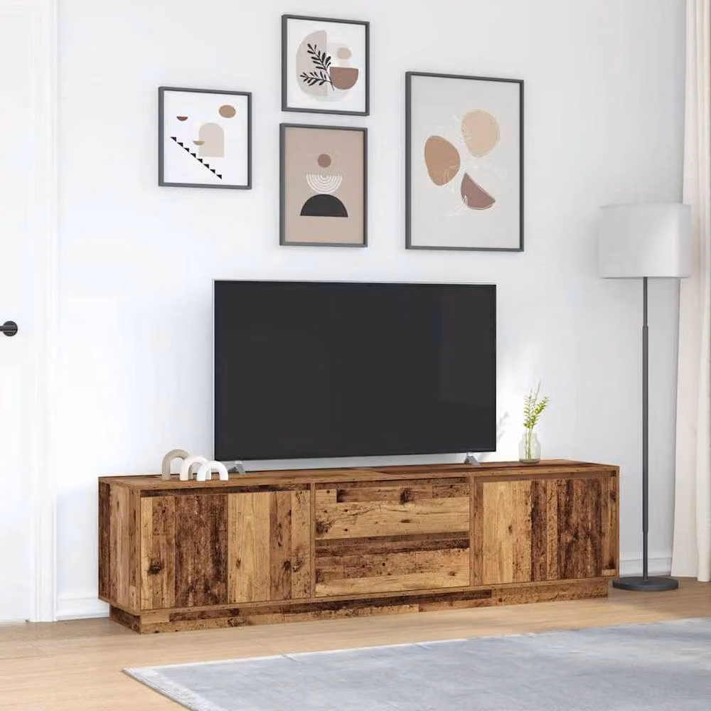 Berkfield Home TV Cabinet with LED Lights in Old Wood Brown, W: 193.5 cm, D: 41 cm, H: 50 cm – 4