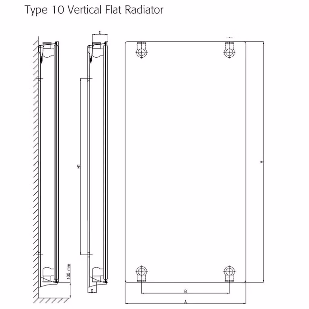Clifton White Vertical Single Panel Radiator Type 10 H x W: 180 x 50 cm – 3