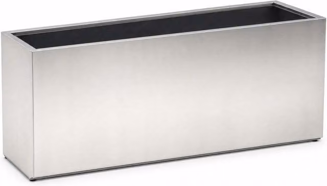 Silver Zinc Galvanised Steel Trough Planter with Liner, W/D/H: 100 x 40 x 40 cm