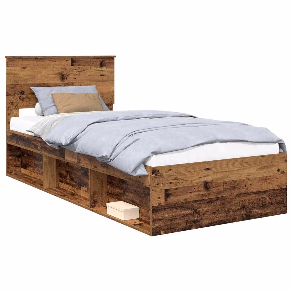 Berkfield Home Modern Bed Frame with Headboard in Brown Solid Pine Wood, W: 90 cm, L: 190 cm – 2