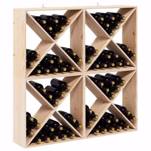vidaXL 4-Piece Rustic Wine Rack in Natural Solid Pine Wood, W/D/H: 62 x 25 x 62 cm