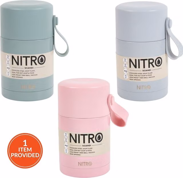 Nitro Scandi Stainless Steel Vacuum Soup and Food Flask, 400ml