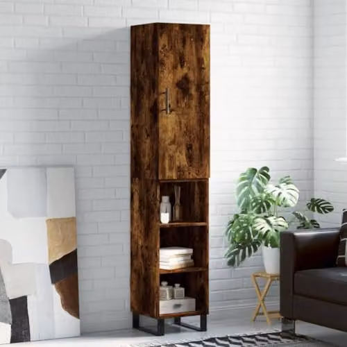 vidaXL Highboard in Smoked Oak, Brown Industrial Style, W/D/H: 34.5 x 34 x 180 cm – 2