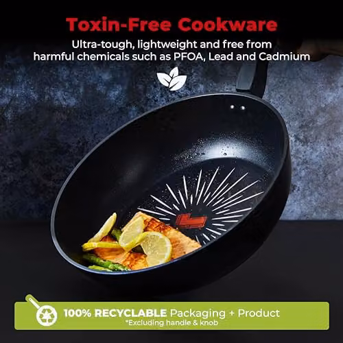 Tower SmartStart Forged 28cm Aluminium Multi-Pan with Glass Lid, Non-Stick, Black – 7