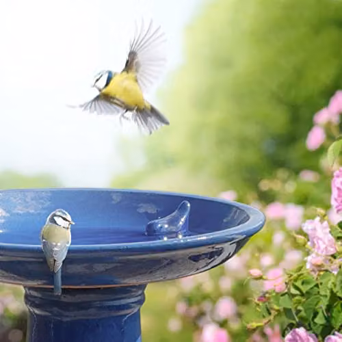Esschert Design Blue Ceramic Square Bird Bath – 5