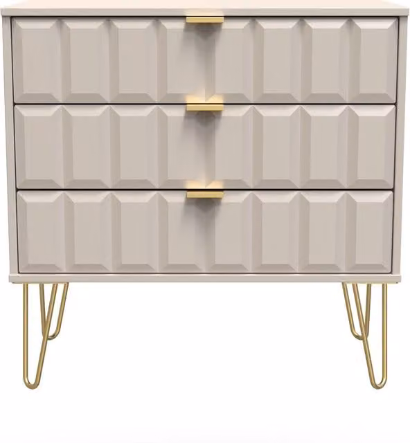 Metro 2 Drawer Chest in Light Brown and Gold with Metal Geometric Accents