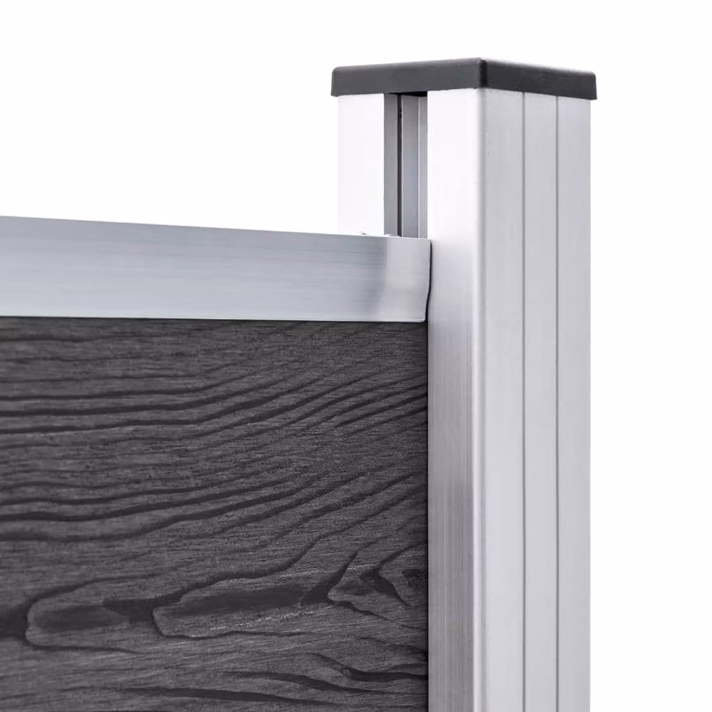 Berkfield Home Durable WPC Fence Panel Set in Black/Anthracite, W: 526 cm, H: 146 cm – 4