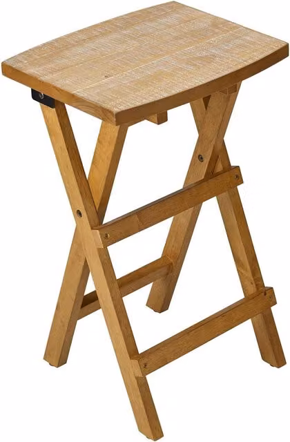 Shire Folding Bar Stool in Golden Brown with Wood Frame, Height: 64 cm