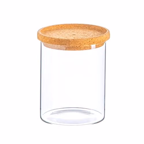 Argon Tableware Scandi Glass Storage Jar with Cork Lid, 0.74 l, Transparent – 1