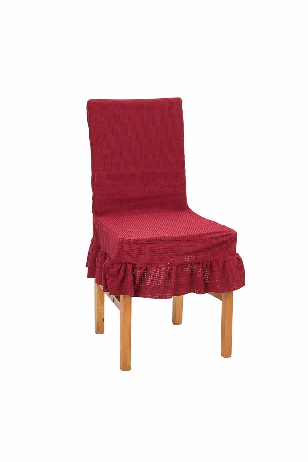 Living and Home Set of 2 Stretch Dining Chair Covers with Ruffled Skirt and Fabric Ties in Red – 6