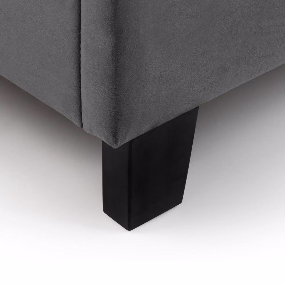 Cheshire Grey Velvet Upholstered Single Bed W/D/H: 90 x 200 cm – 4
