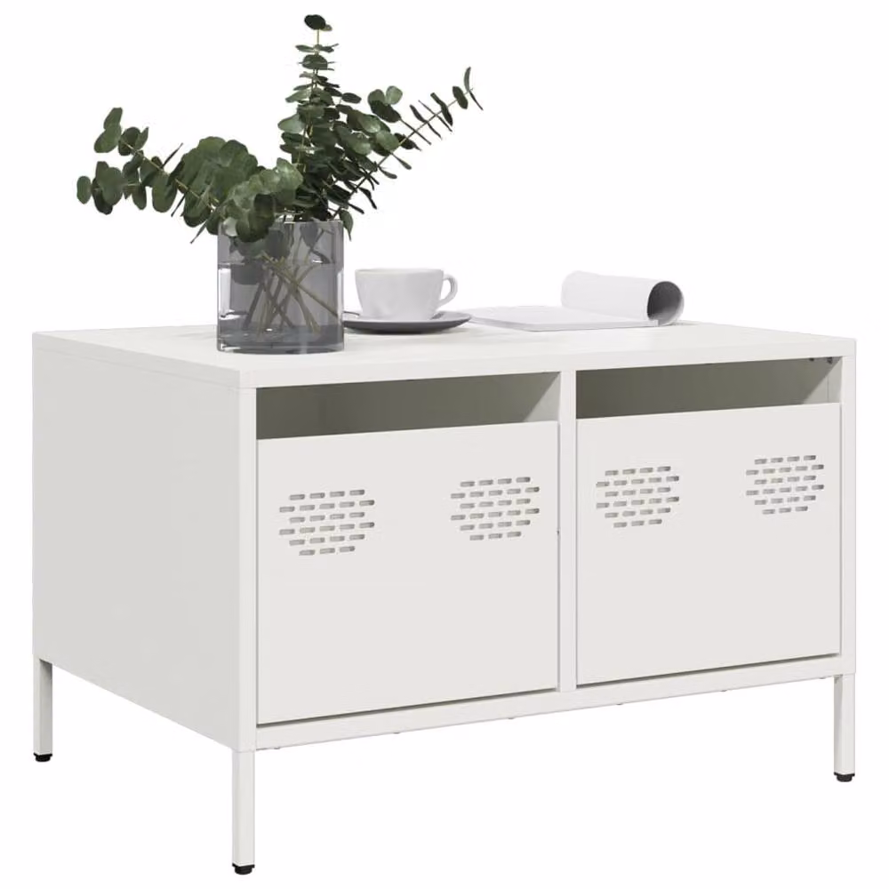 Berkfield Home White Industrial TV Cabinet in Matt Cold-rolled Steel W/D/H: 68 x 50 x 43.5 cm – 2