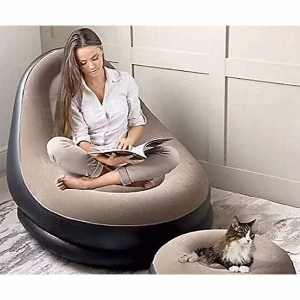 VOGREX Inflatable Lounge Chair with Ottoman Foot Stool in Multicolour – 3
