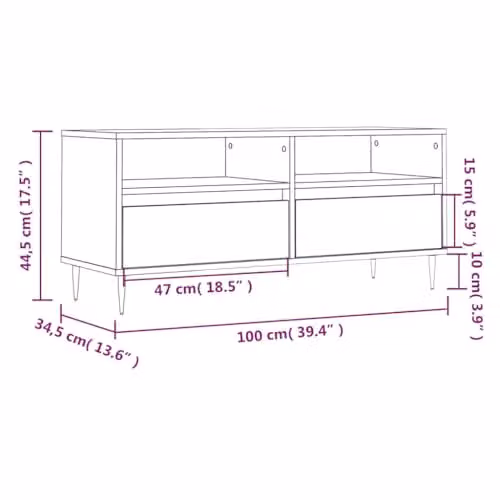 vidaXL Industrial TV Cabinet in Brown, W/D/H: 100 x 34.5 x 44.5 cm – 3