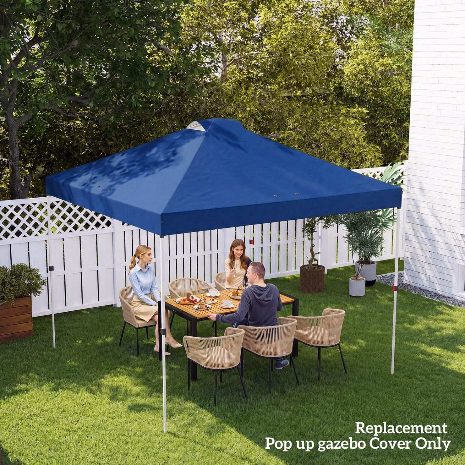 Outsunny Blue Waterproof Pop Up Canopy Gazebo Roof Replacement with UV50+ Protection, W x D: 3 x 3 m – 9
