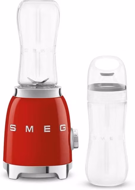 Smeg Retro 50s Style Personal Blender in Red with 2x Plastic Bottles-To-Go and 2 Speeds
