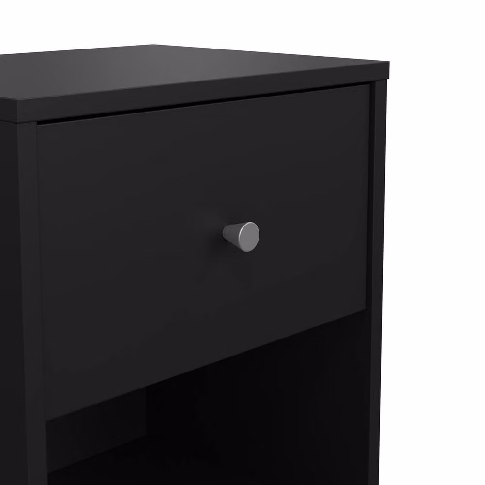 CALICOSY LISE Bedside Table with 1 Drawer and 1 Shelf in Black, W: 37.9 cm, H: 48.4 cm, D: 30.1 cm – 4