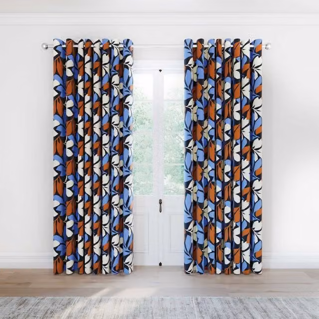 Helena Springfield Simply Scandi Floral Cotton Eyelet Curtains, Multicolour, W: 228.6 cm, H: 182.88 cm – 1