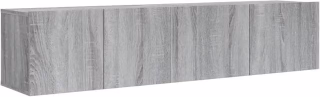 Berkfield Home Modern 2 Piece Grey TV Cabinet Set with Lowboard and Wall Mounted Cabinet – 1