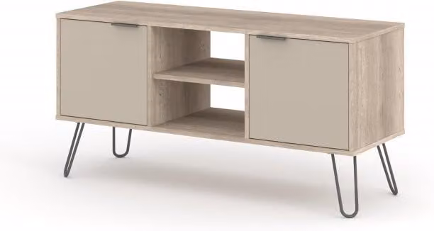 Core Augusta Driftwood and Calico 2 Door Industrial Flat Screen TV Unit in Grey and Beige – 2