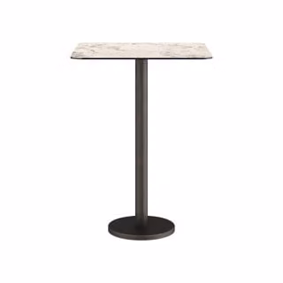 Dome Deco BARI SQUARE Bar Table in Beige and White Marble Stone