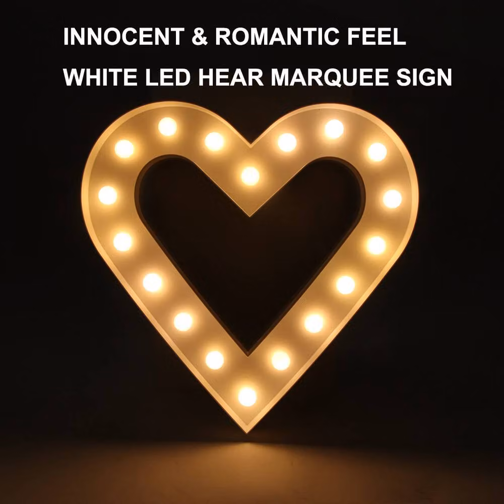 Bright Zeal White Textured Heart Marquee Light with 18 LEDs and Timer, 32 cm – 3