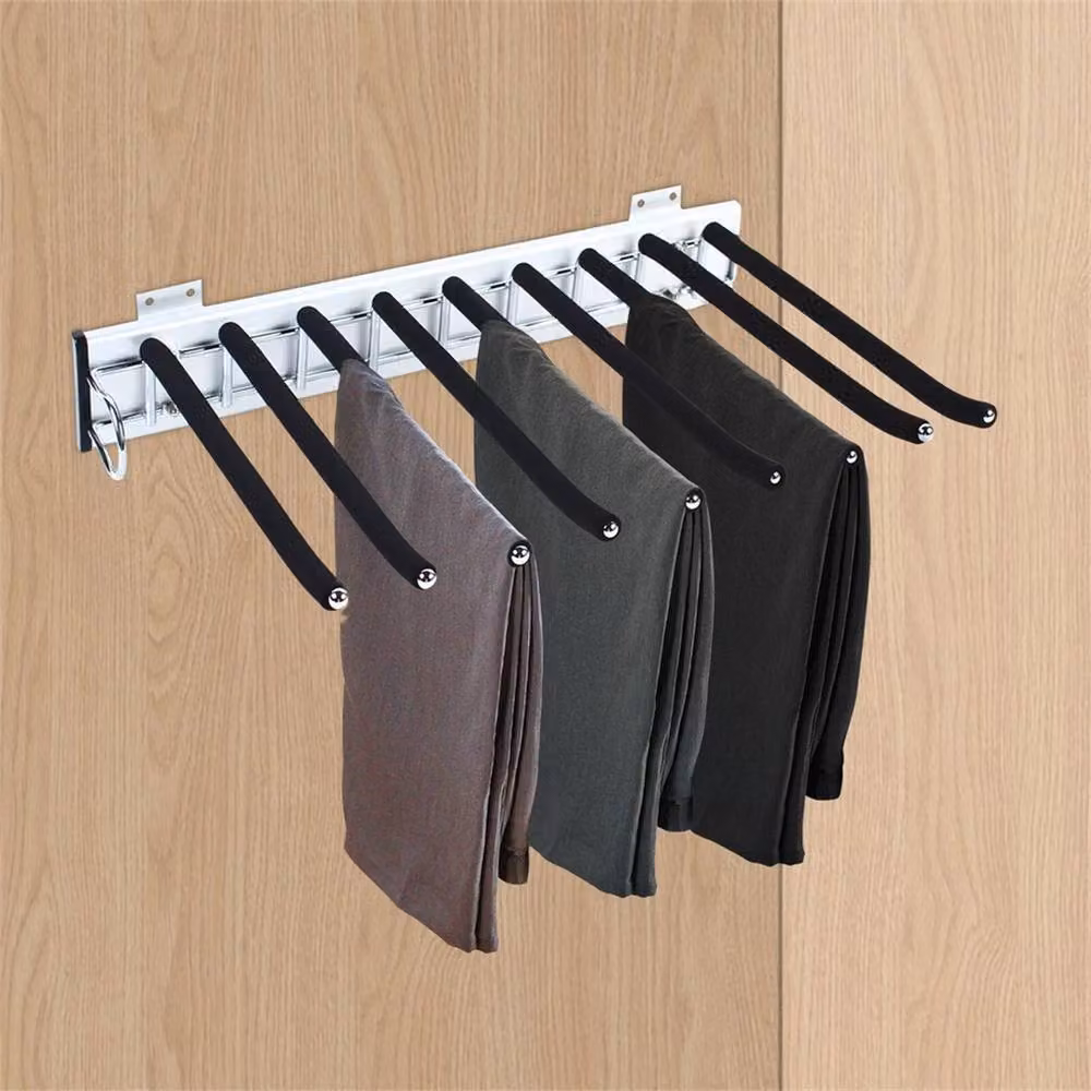 Nordara Heavy Duty Metal Pull-out Trouser Rack in Black and Stainless Steel – 4