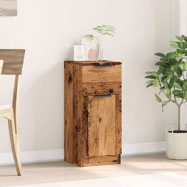 Berkfield Home Old Wood Sideboard in Brown, Engineered Wood, W/D/H: 30 x 30 x 70 cm – 1