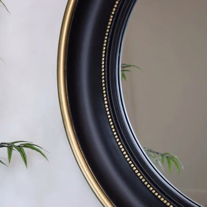 Melody Maison Vintage Round Wall Mirror in Black and Gold, W/D/H: 90 x 90 x 1 cm – 2