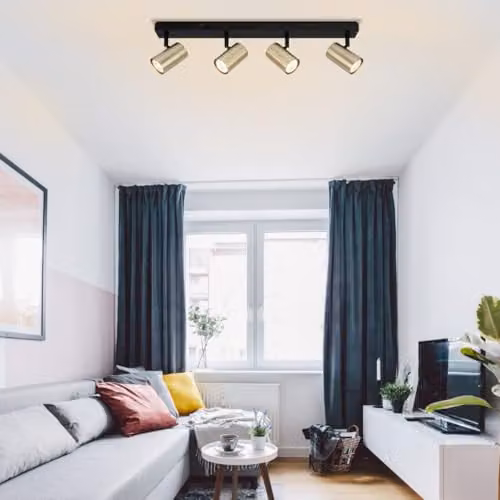 Cosylyte Grafton 4 Light Modern Suspended Spotlight in Brushed Brass and Matt Black, W: 60 cm, D: 15 cm, H: 15 cm, 4xGU10 – 2