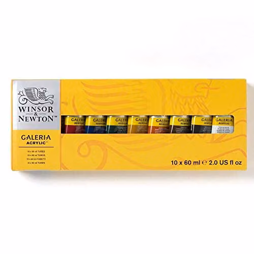 Winsor & Newton Galeria Acrylic 10 Piece Multicolour Tube Colour Set, 60ml per tube – 1