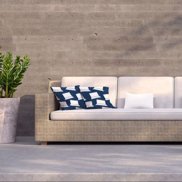 Benjamin Tate Design LTD Blue Graphic Square Outdoor Cushion, W/D/H: 60 x 60 x 1 cm