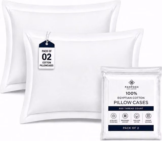 Grace Luxury Oxford Pillowcases 2 Pack, 500 TC Egyptian Cotton, White – 1