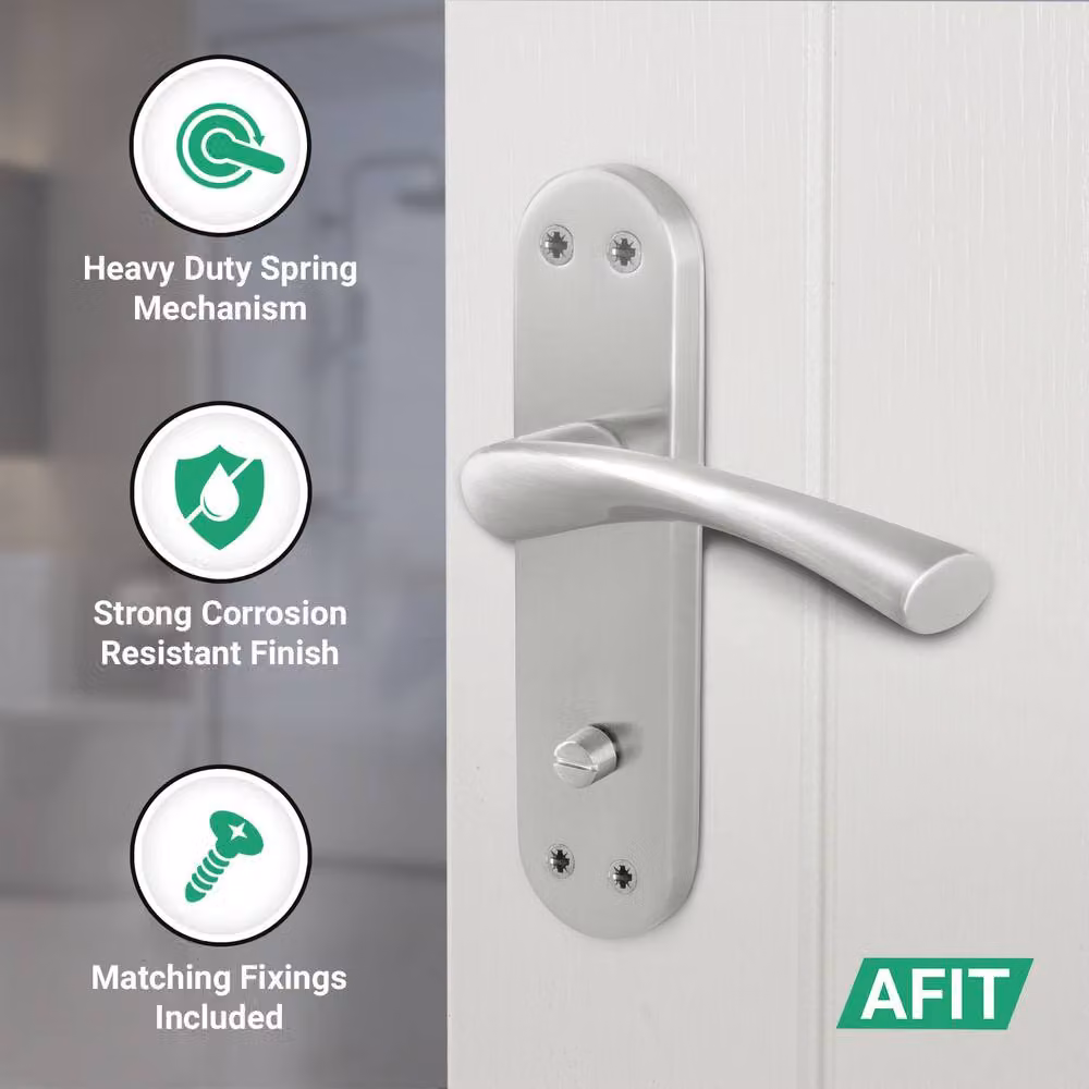 AFIT Satin Nickel Twist Bathroom Handle with WC Lock and Hinges, Silver, W/D/H: 15 x 15 x 15 cm – 2