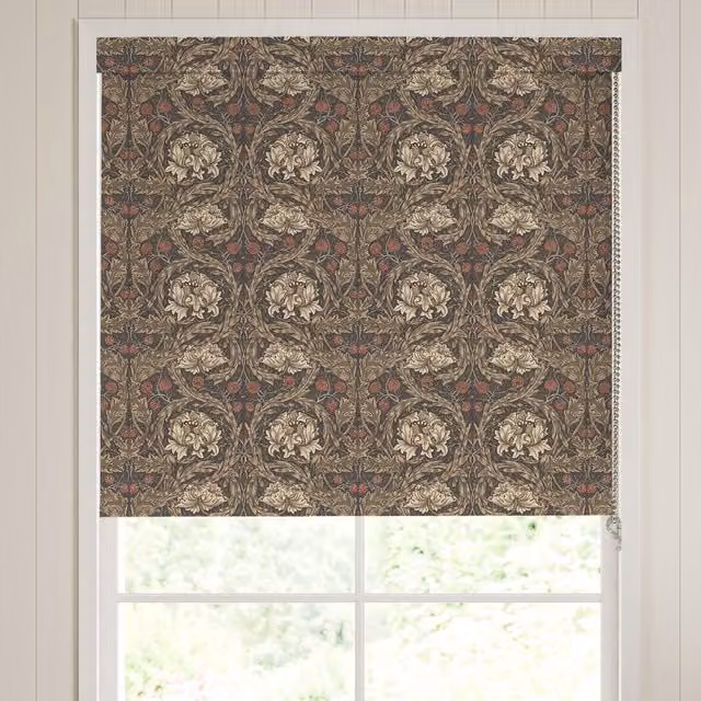 William Morris African Marigold Translucent Made To Measure Roller Blind in Walnut Multicolour Floral Polyester